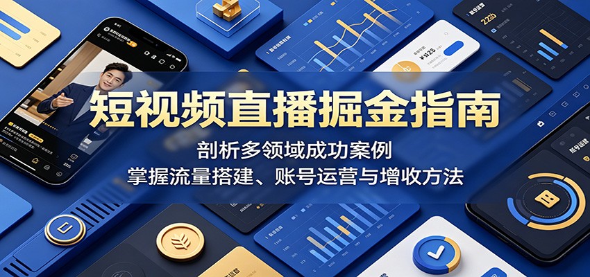 短视频直播掘金指南：剖析多领域成功案例，掌握流量搭建、账号运营与增收方法青祥项目库-闲云创业网-老谢轻创网-中创网-福缘网-冒泡网-资源之家-魔方项目库青祥项目库