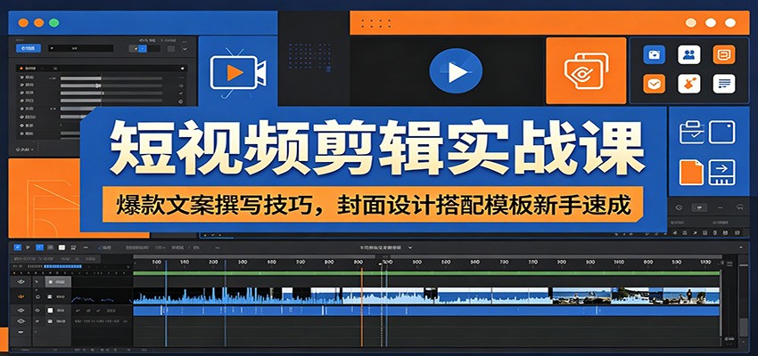 短视频剪辑实战课：爆款文案撰写技巧，封面设计搭配模板新手速成青祥项目库-闲云创业网-老谢轻创网-中创网-福缘网-冒泡网-资源之家-魔方项目库青祥项目库