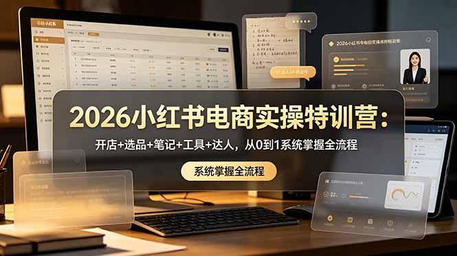 2026小红书电商实操特训营：开店+选品+笔记+工具+达人，从0到1系统掌握全流程青祥项目库-闲云创业网-老谢轻创网-中创网-福缘网-冒泡网-资源之家-魔方项目库青祥项目库
