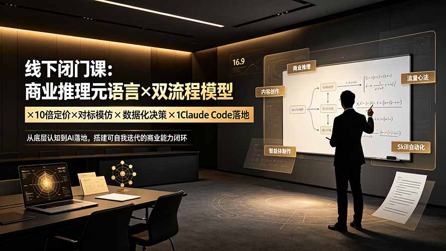 线下闭门课：商业推理元语言×双流程模型×10倍定价×对标模仿×数据化决策×Claude Code落地，击穿认知盲区青祥项目库-闲云创业网-老谢轻创网-中创网-福缘网-冒泡网-资源之家-魔方项目库青祥项目库
