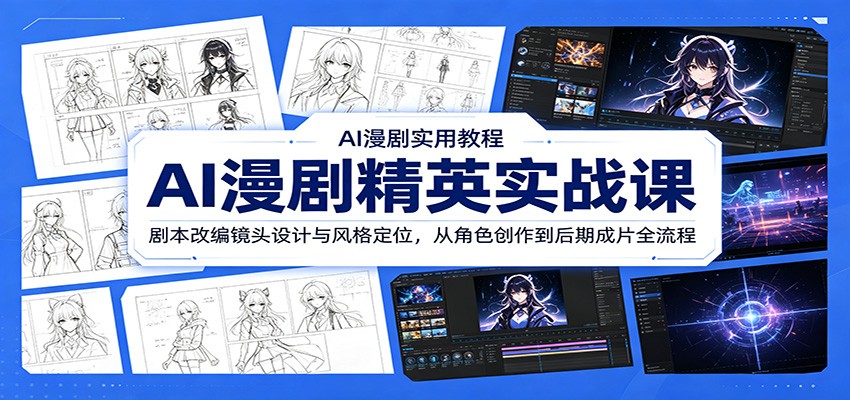 AI漫剧精英实战课：剧本改编镜头设计与风格定位，从角色创作到后期成片全流程青祥项目库-闲云创业网-老谢轻创网-中创网-福缘网-冒泡网-资源之家-魔方项目库青祥项目库