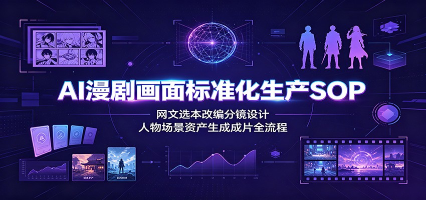 AI漫剧画面标准化生产SOP：网文选本改编分镜设计，人物场景资产生成成片全流程青祥项目库-闲云创业网-老谢轻创网-中创网-福缘网-冒泡网-资源之家-魔方项目库青祥项目库