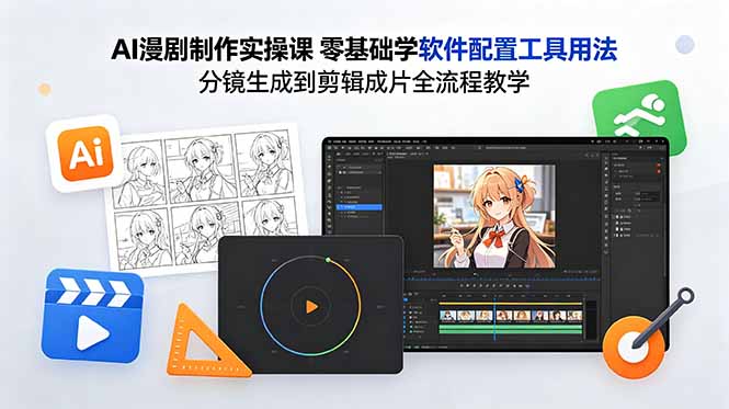 AI漫剧制作实操课 零基础学软件配置工具用法 分镜生成到剪辑成片全流程教学青祥项目库-闲云创业网-老谢轻创网-中创网-福缘网-冒泡网-资源之家-魔方项目库青祥项目库