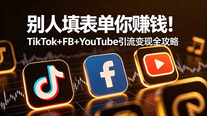 别人填表单你赚钱！TikTok+FB+YouTube 引流变现全攻略【原创双语字幕】青祥项目库-闲云创业网-老谢轻创网-中创网-福缘网-冒泡网-资源之家-魔方项目库青祥项目库