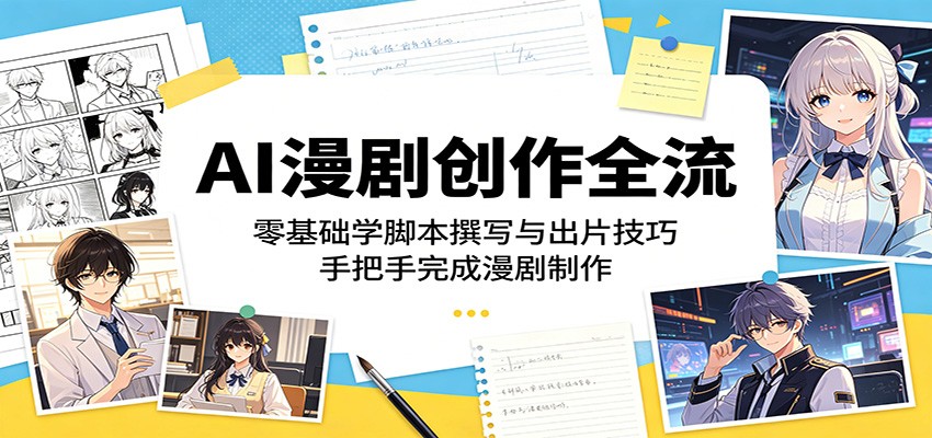 AI漫剧创作全流程：零基础学脚本撰写与出片技巧，手把手完成漫剧制作青祥项目库-闲云创业网-老谢轻创网-中创网-福缘网-冒泡网-资源之家-魔方项目库青祥项目库