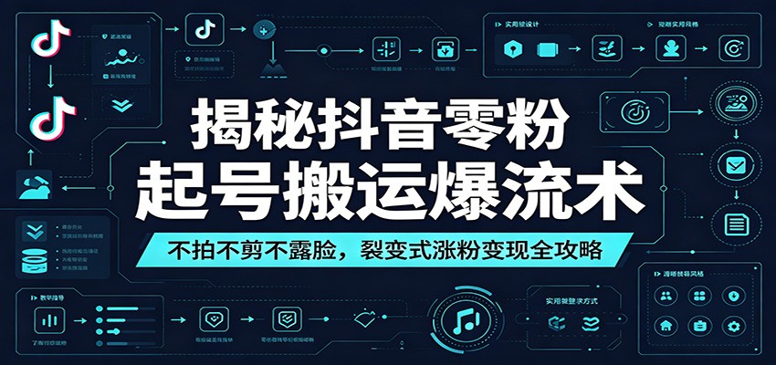 揭秘抖音零粉起号搬运爆流术：不拍不剪不露脸，裂变式涨粉变现全攻略青祥项目库-闲云创业网-老谢轻创网-中创网-福缘网-冒泡网-资源之家-魔方项目库青祥项目库