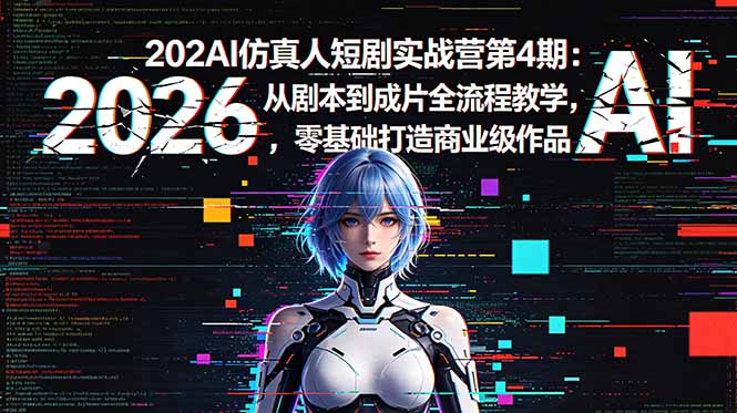 2026AI仿真人短剧实战营第4期：从剧本到成片全流程教学，零基础打造商业级作品青祥项目库-闲云创业网-老谢轻创网-中创网-福缘网-冒泡网-资源之家-魔方项目库青祥项目库