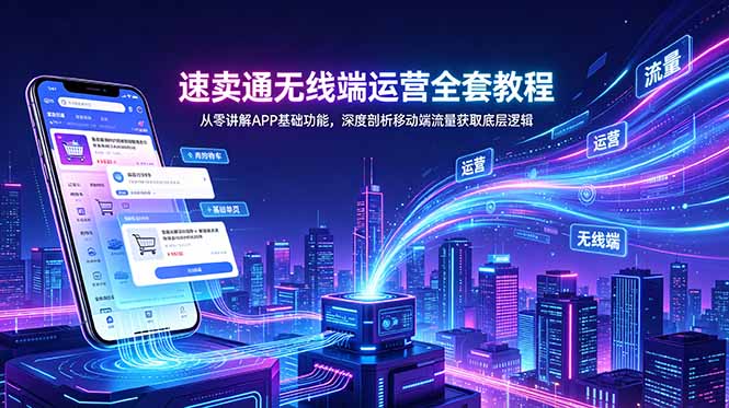 速卖通无线端运营全套教程，从零讲解APP基础功能，深度剖析移动端流量获取底层逻辑青祥项目库-闲云创业网-老谢轻创网-中创网-福缘网-冒泡网-资源之家-魔方项目库青祥项目库