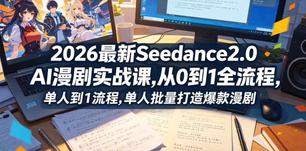 2026最新Seedance2.0 AI漫剧实战课,，从0到1全流程，单人批量打造爆款漫剧青祥项目库-闲云创业网-老谢轻创网-中创网-福缘网-冒泡网-资源之家-魔方项目库青祥项目库