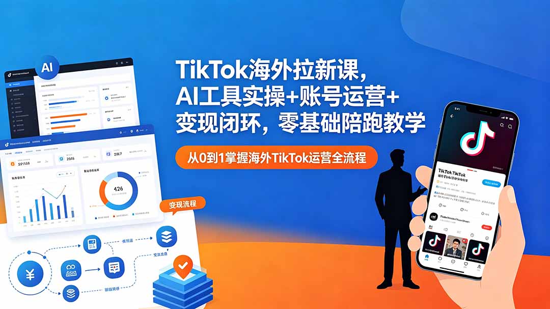 TikTok海外拉新课，AI工具实操+账号运营+变现闭环，零基础陪跑教学青祥项目库-闲云创业网-老谢轻创网-中创网-福缘网-冒泡网-资源之家-魔方项目库青祥项目库