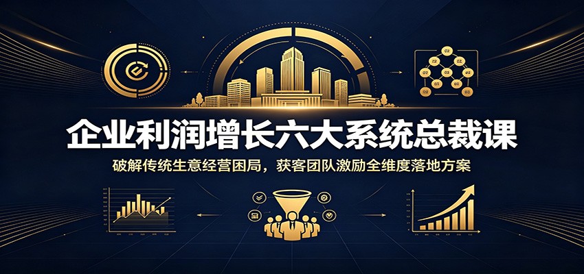 企业利润增长六大系统总裁课：破解传统生意经营困局，获客团队激励全维度落地方案青祥项目库-闲云创业网-老谢轻创网-中创网-福缘网-冒泡网-资源之家-魔方项目库青祥项目库
