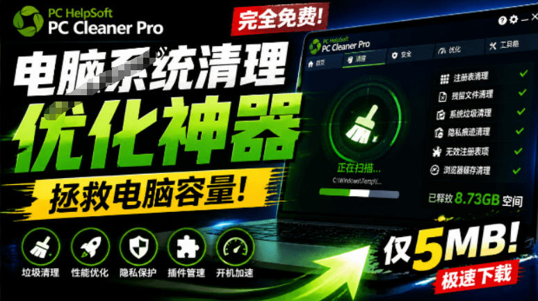 轻松吊打Win系统自带工具！电脑清理神器，拯救电脑容量，仅5MB，完全免费使用PC Cleaner Pro青祥项目库-闲云创业网-老谢轻创网-中创网-福缘网-冒泡网-资源之家-魔方项目库青祥项目库