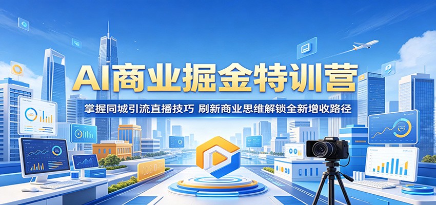 AI商业掘金特训营：掌握同城引流直播技巧，刷新商业思维解锁全新增收路径青祥项目库-闲云创业网-老谢轻创网-中创网-福缘网-冒泡网-资源之家-魔方项目库青祥项目库