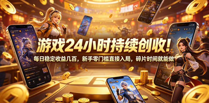 游戏24小时持续创收！每日稳定收益几百，新手零门槛直接入局，碎片时间就能做【揭秘】青祥项目库-闲云创业网-老谢轻创网-中创网-福缘网-冒泡网-资源之家-魔方项目库青祥项目库