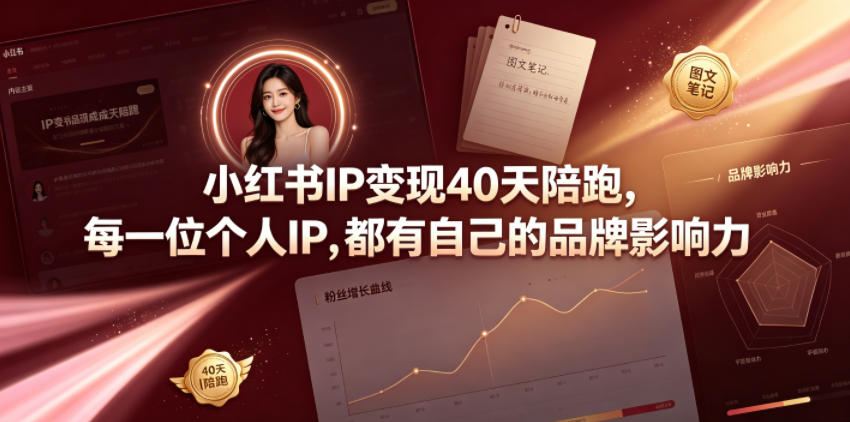小红书IP变现40天陪跑，每一位个人IP，都有自己的品牌影响力青祥项目库-闲云创业网-老谢轻创网-中创网-福缘网-冒泡网-资源之家-魔方项目库青祥项目库