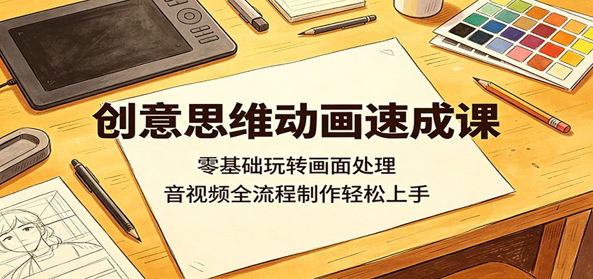 创意思维动画速成课：零基础玩转画面处理，音视频全流程制作轻松上手青祥项目库-闲云创业网-老谢轻创网-中创网-福缘网-冒泡网-资源之家-魔方项目库青祥项目库