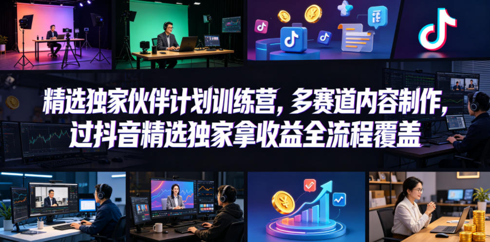 小豁食堂精选独家伙伴计划训练营，多赛道内容制作，过抖音精选独家拿收益全流程覆盖青祥项目库-闲云创业网-老谢轻创网-中创网-福缘网-冒泡网-资源之家-魔方项目库青祥项目库