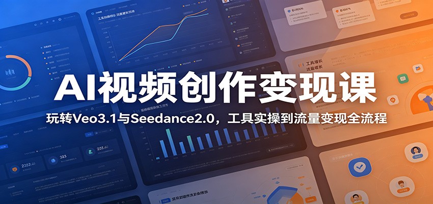 AI视频创作变现课：玩转Veo3.1与Seedance2.0，工具实操到流量变现全流程青祥项目库-闲云创业网-老谢轻创网-中创网-福缘网-冒泡网-资源之家-魔方项目库青祥项目库