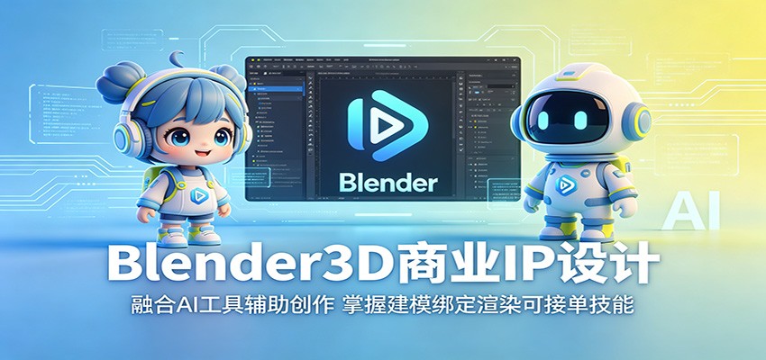 Blender3D商业IP设计：融合AI工具辅助创作，掌握建模绑定渲染可接单技能青祥项目库-闲云创业网-老谢轻创网-中创网-福缘网-冒泡网-资源之家-魔方项目库青祥项目库