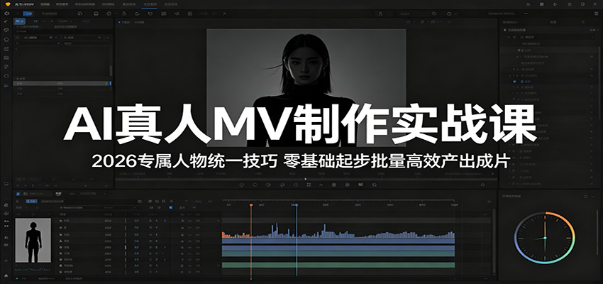 AI真人MV制作实战课：2026专属人物统一技巧，零基础起步批量高效产出成片青祥项目库-闲云创业网-老谢轻创网-中创网-福缘网-冒泡网-资源之家-魔方项目库青祥项目库