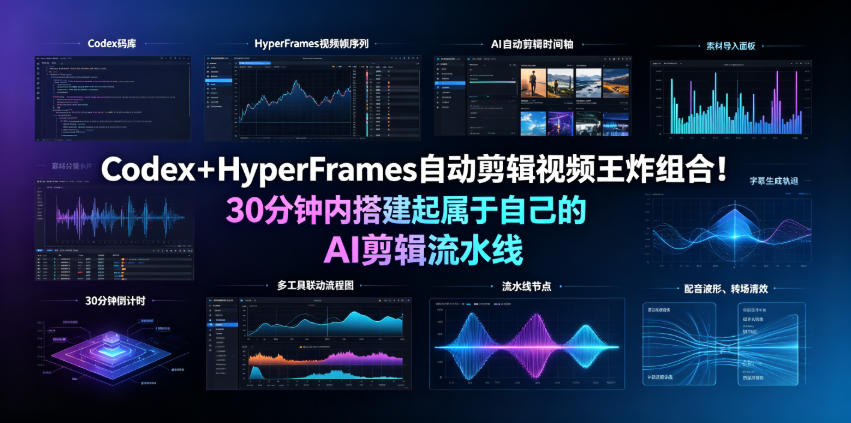 Codex＋HyperFrames自动剪辑视频王炸组合！30分钟内搭建起属于自己的AI剪辑流水线(完整版实操教程手册)青祥项目库-闲云创业网-老谢轻创网-中创网-福缘网-冒泡网-资源之家-魔方项目库青祥项目库