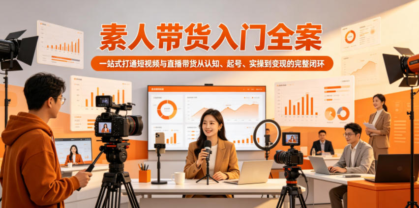 素人带货入门全案，一站式打通短视频与直播带货从认知、起号、实操到变现的完整闭环青祥项目库-闲云创业网-老谢轻创网-中创网-福缘网-冒泡网-资源之家-魔方项目库青祥项目库