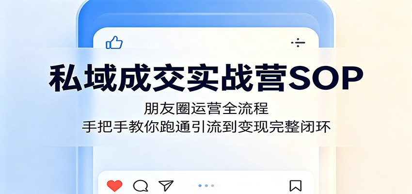 私域成交实战营SOP：朋友圈运营全流程，手把手教你跑通引流到变现完整闭环青祥项目库-闲云创业网-老谢轻创网-中创网-福缘网-冒泡网-资源之家-魔方项目库青祥项目库