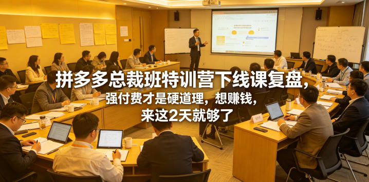 拼多多总裁班特训营下线课复盘，强付费才是硬道理，想賺钱，来这2天就够了青祥项目库-闲云创业网-老谢轻创网-中创网-福缘网-冒泡网-资源之家-魔方项目库青祥项目库