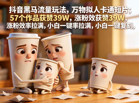 抖音黑马流量玩法，万物拟人卡通短片，57个作品获赞39W，涨粉效率拉满，小白一键复刻，保姆级拆解青祥项目库-闲云创业网-老谢轻创网-中创网-福缘网-冒泡网-资源之家-魔方项目库青祥项目库
