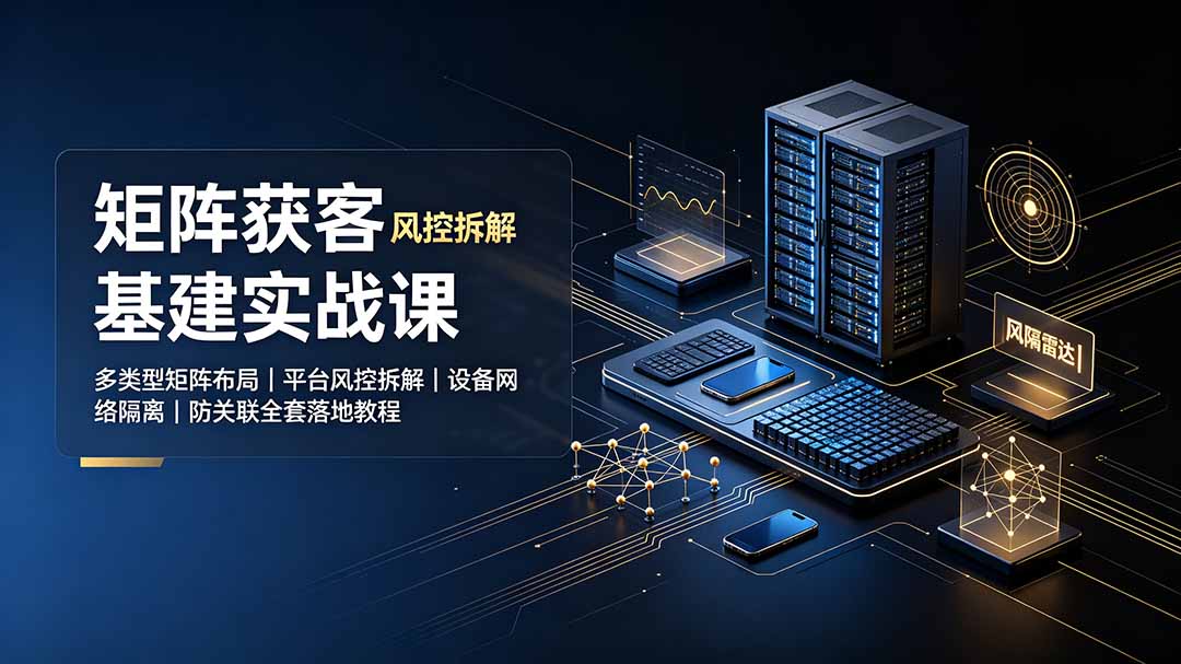 矩阵获客基建实战课：多类型矩阵布局｜平台风控拆解｜设备网络隔离｜防关联全套落地教程青祥项目库-闲云创业网-老谢轻创网-中创网-福缘网-冒泡网-资源之家-魔方项目库青祥项目库