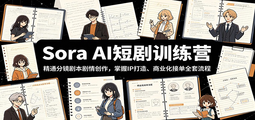 Sora AI短剧训练营:精通分镜剧本剧情创作,掌握IP打造、商业化接单全套流程青祥项目库-闲云创业网-老谢轻创网-中创网-福缘网-冒泡网-资源之家-魔方项目库青祥项目库