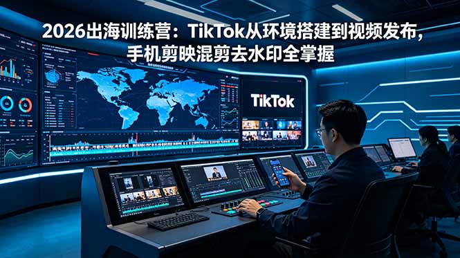 2026出海训练营：TikTok从环境搭建到视频发布，手机剪映混剪去水印全掌握青祥项目库-闲云创业网-老谢轻创网-中创网-福缘网-冒泡网-资源之家-魔方项目库青祥项目库