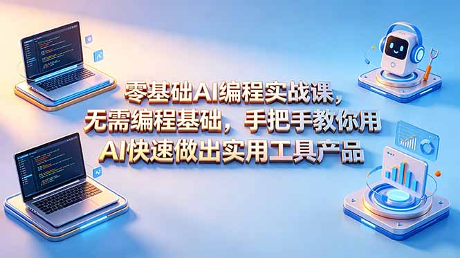零基础AI编程实战课-更新，无需编程基础，手把手教你用AI快速做出实用工具产品青祥项目库-闲云创业网-老谢轻创网-中创网-福缘网-冒泡网-资源之家-魔方项目库青祥项目库