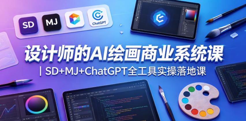 设计师的AI绘画商业系统课｜SD+MJ+ChatGPT全工具实操落地课青祥项目库-闲云创业网-老谢轻创网-中创网-福缘网-冒泡网-资源之家-魔方项目库青祥项目库