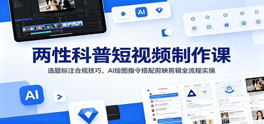 两性科普短视频制作课：选题标注合规技巧，AI绘图指令搭配剪映剪辑全流程实操青祥项目库-闲云创业网-老谢轻创网-中创网-福缘网-冒泡网-资源之家-魔方项目库青祥项目库
