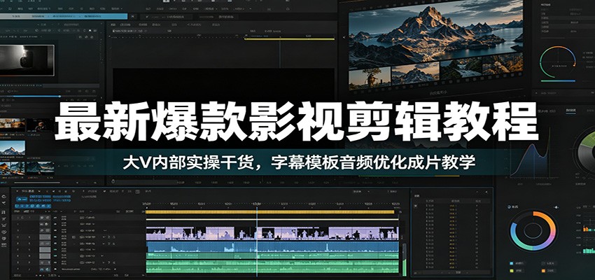 最新爆款影视剪辑教程：大V内部实操干货，字幕模板音频优化成片教学青祥项目库-闲云创业网-老谢轻创网-中创网-福缘网-冒泡网-资源之家-魔方项目库青祥项目库