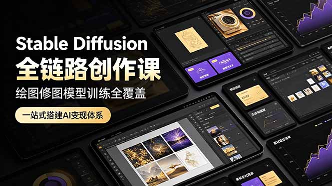Stable Diffusion全链路创作课，绘图修图模型训练全覆盖，一站式搭建AI变现体系青祥项目库-闲云创业网-老谢轻创网-中创网-福缘网-冒泡网-资源之家-魔方项目库青祥项目库