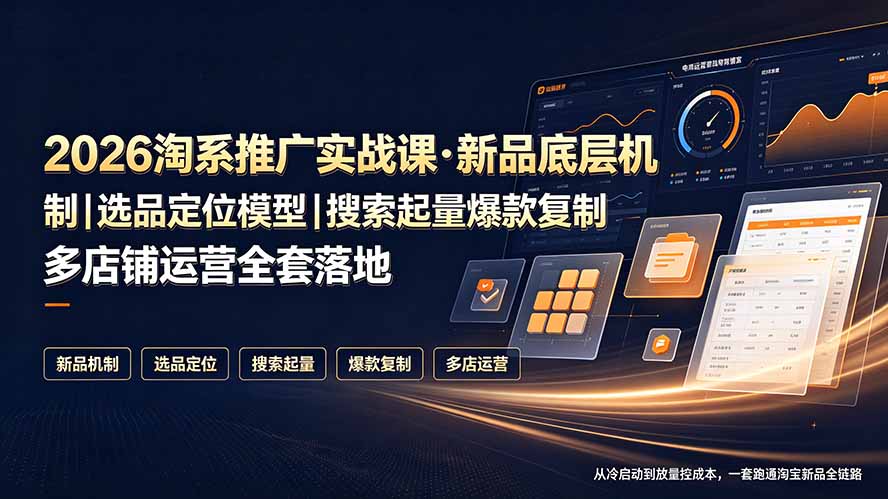 2026淘系推广实战课·新品底层机制｜选品定位模型｜搜索起量爆款复制多店铺运营全套落地教程青祥项目库-闲云创业网-老谢轻创网-中创网-福缘网-冒泡网-资源之家-魔方项目库青祥项目库