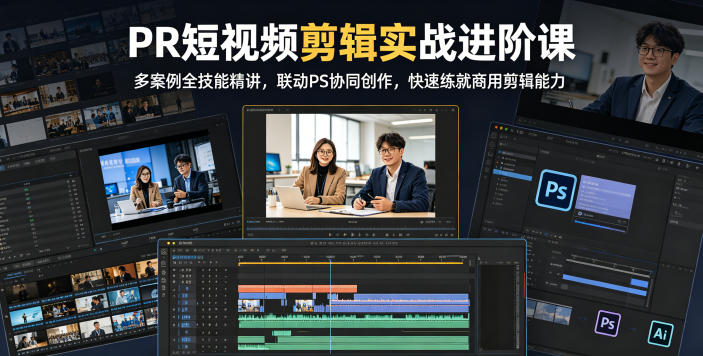 PR短视频剪辑实战进阶课，多案例全技能精讲，联动PS协同创作，快速练就商用剪辑能力青祥项目库-闲云创业网-老谢轻创网-中创网-福缘网-冒泡网-资源之家-魔方项目库青祥项目库