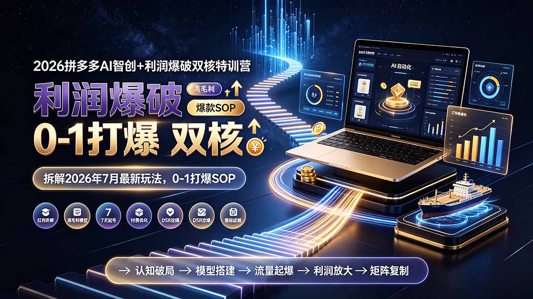 2026拼多多AI智创+利润爆破双核特训营-更新：拆解2026年7月最新玩法，0-1打爆SOP青祥项目库-闲云创业网-老谢轻创网-中创网-福缘网-冒泡网-资源之家-魔方项目库青祥项目库