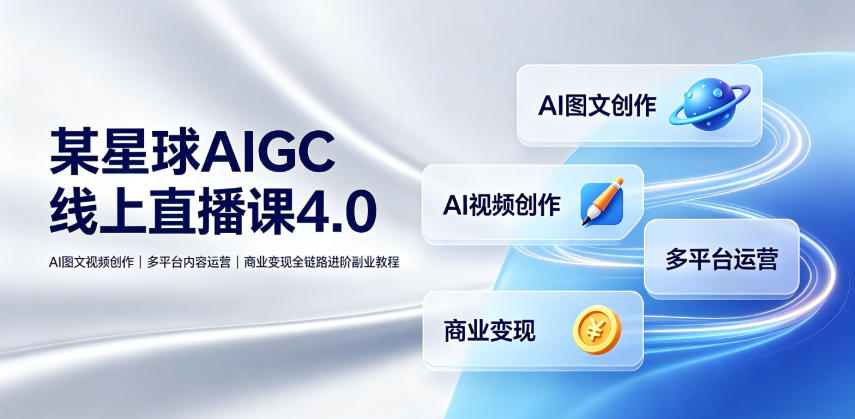 某星球AIGC线上直播课4.0｜AI图文视频创作、多平台内容运营、商业变现全链路进阶副业教程青祥项目库-闲云创业网-老谢轻创网-中创网-福缘网-冒泡网-资源之家-魔方项目库青祥项目库