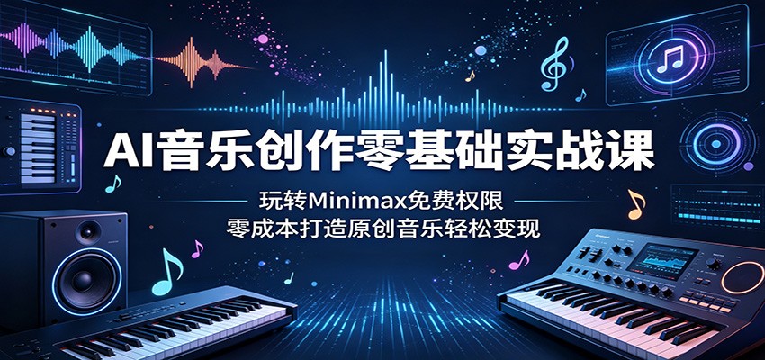 AI音乐创作零基础实战课：玩转Minimax免费权限，零成本打造原创音乐轻松变现青祥项目库-闲云创业网-老谢轻创网-中创网-福缘网-冒泡网-资源之家-魔方项目库青祥项目库