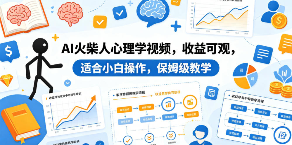 AI火柴人心理学视频，收益可观，适合小白操作，保姆级教学青祥项目库-闲云创业网-老谢轻创网-中创网-福缘网-冒泡网-资源之家-魔方项目库青祥项目库