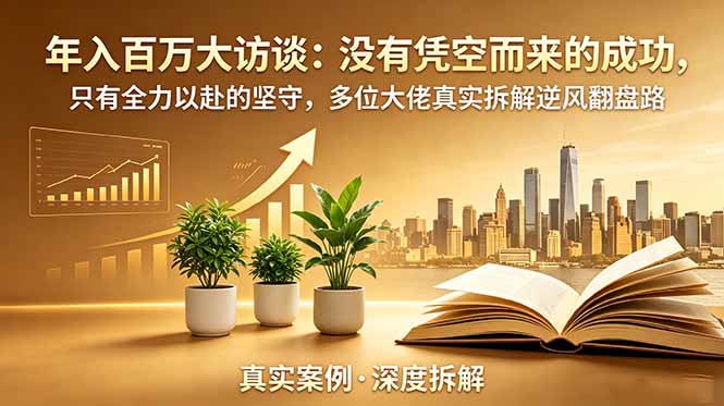 年入百万大访谈-更新：没有凭空而来的成功，只有全力以赴的坚守，多位大佬真实拆解逆风翻盘路青祥项目库-闲云创业网-老谢轻创网-中创网-福缘网-冒泡网-资源之家-魔方项目库青祥项目库