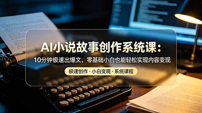 AI小说故事创作系统课：10分钟极速出爆文，零基础小白也能轻松实现内容变现青祥项目库-闲云创业网-老谢轻创网-中创网-福缘网-冒泡网-资源之家-魔方项目库青祥项目库