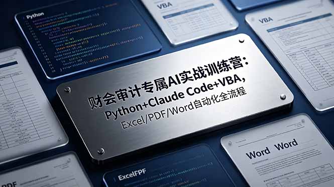 财会审计专属 AI实战训练营：Python+Claude Code+VBA，Excel/PDF/Word自动化全流程青祥项目库-闲云创业网-老谢轻创网-中创网-福缘网-冒泡网-资源之家-魔方项目库青祥项目库