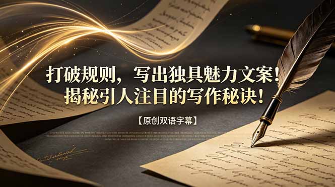 打破规则，写出独具魅力文案！揭秘引人注目的写作秘诀！【原创双语字幕】青祥项目库-闲云创业网-老谢轻创网-中创网-福缘网-冒泡网-资源之家-魔方项目库青祥项目库