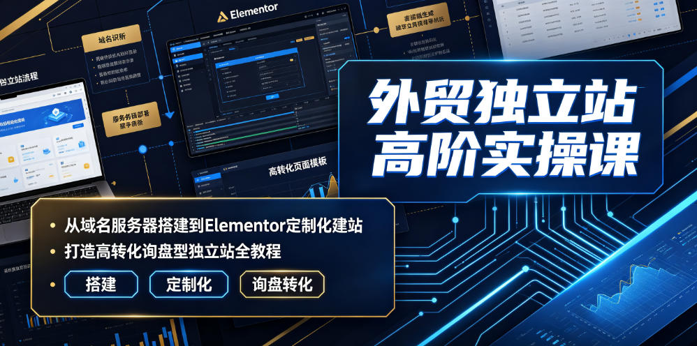 外贸独立站高阶实操课｜从域名服务器搭建到Elementor定制化建站，打造高转化询盘型独立站全教程青祥项目库-闲云创业网-老谢轻创网-中创网-福缘网-冒泡网-资源之家-魔方项目库青祥项目库