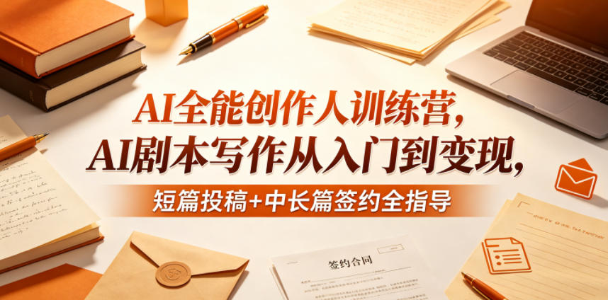 AI全能创作人训练营，AI剧本写作从入门到变现，短篇投稿+中长篇签约全指导青祥项目库-闲云创业网-老谢轻创网-中创网-福缘网-冒泡网-资源之家-魔方项目库青祥项目库