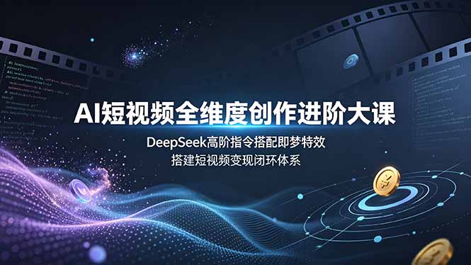 AI短视频全维度创作进阶大课，DeepSeek高阶指令搭配即梦特效，搭建短视频变现闭环体系青祥项目库-闲云创业网-老谢轻创网-中创网-福缘网-冒泡网-资源之家-魔方项目库青祥项目库